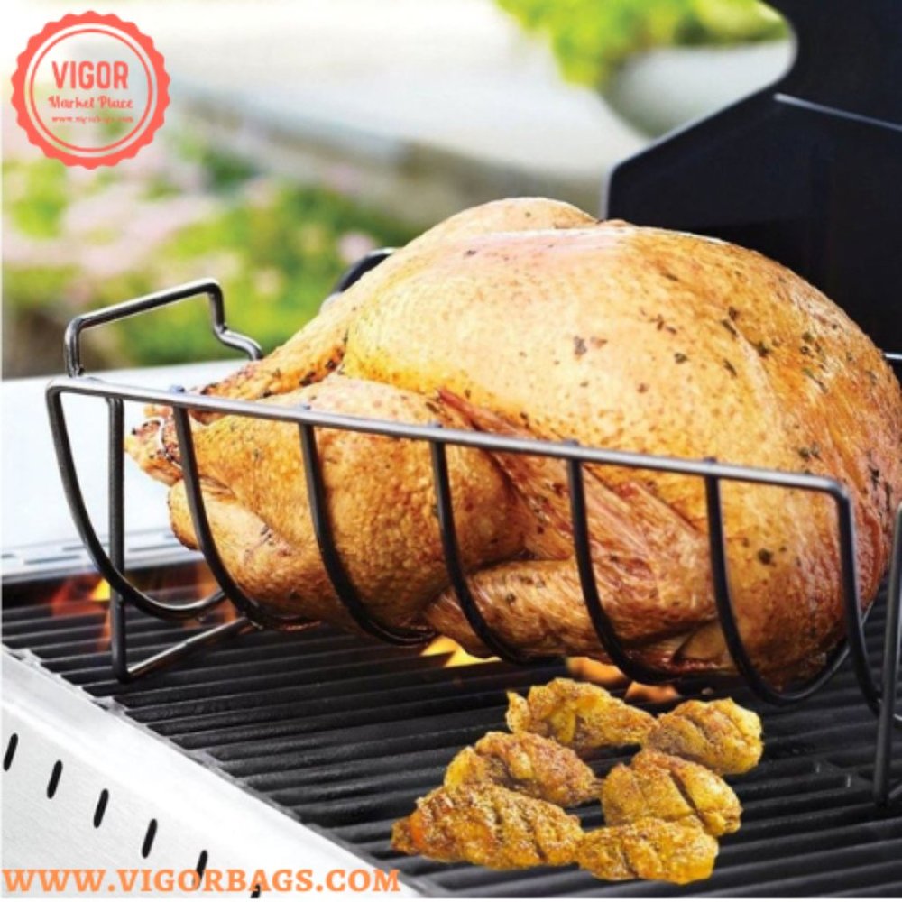 BBQ Chicken Drumsticks Rack Stainless Steel & BBQ Rib Rack Non Stick Rib Roast R - Picture 8 of 12